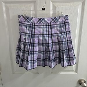 Vtg Mini Plaid Pleated Skirt Size Large Clueless Rachel Green Lavender Preppy